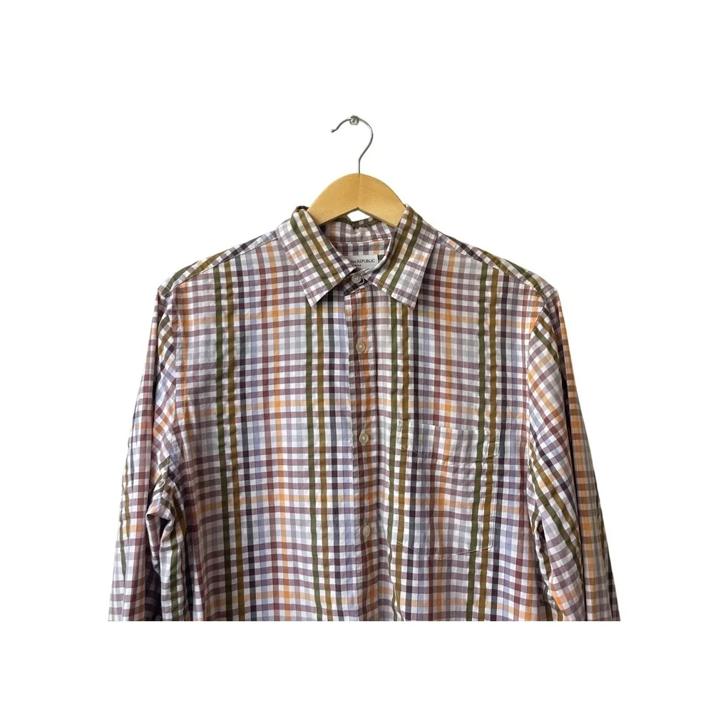 Banana Republic Mens Plaid Button Down Shirt Size‎ M Long Sleeve Cotton Preppy